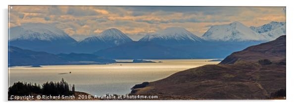 Snow covered Red Cuillin from close to The Storr. Acrylic by Richard Smith