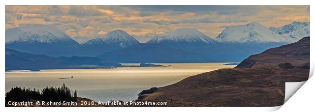 Snow covered Red Cuillin from close to The Storr. Print by Richard Smith