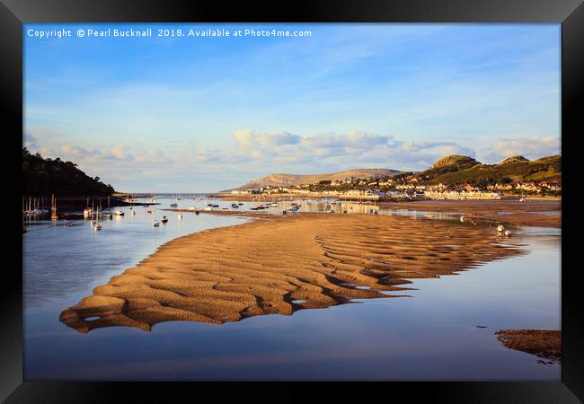 Afon Conwy River and Harbour at Low Tide Framed Print by Pearl Bucknall