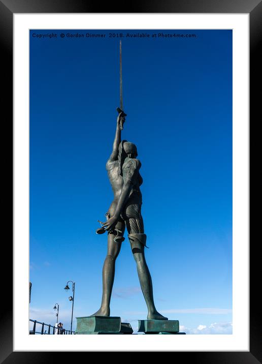 Verity by Damien Hirst at Ilfracombe Harbour Framed Mounted Print by Gordon Dimmer
