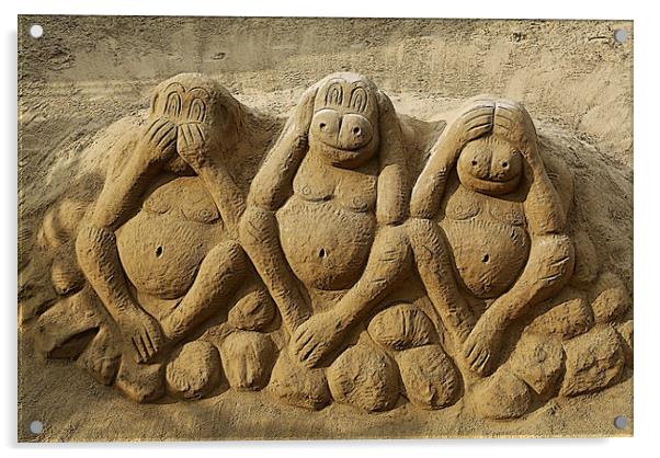 The Evocative Three Wise Monkeys Sculpture Acrylic by Luigi Petro
