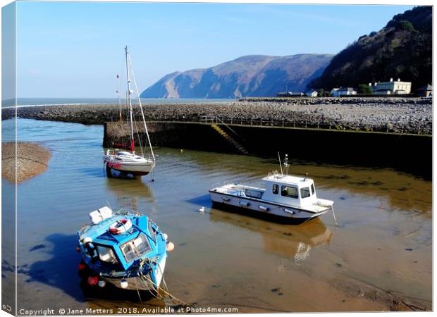 Lynmouth Harbour  Canvas Print by Jane Metters