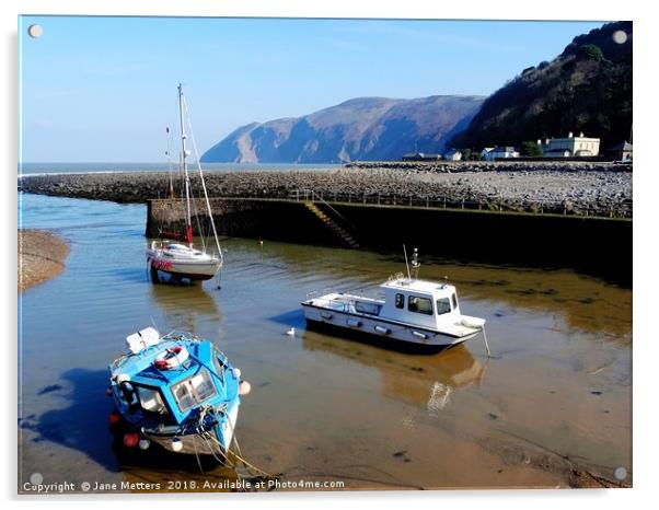 Lynmouth Harbour  Acrylic by Jane Metters
