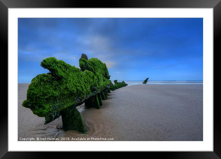 The Wreck of the Altmark on Kenfig Sands Framed Mounted Print by Neil Holman
