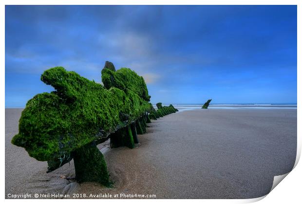 The Wreck of the Altmark on Kenfig Sands Print by Neil Holman