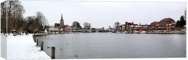Panorama of Marlow Bridge in Winter Canvas Print by Chris Day