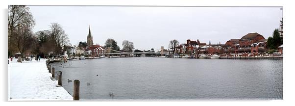 Panorama of Marlow Bridge in Winter Acrylic by Chris Day