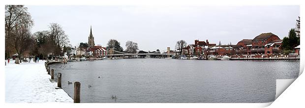 Panorama of Marlow Bridge in Winter Print by Chris Day