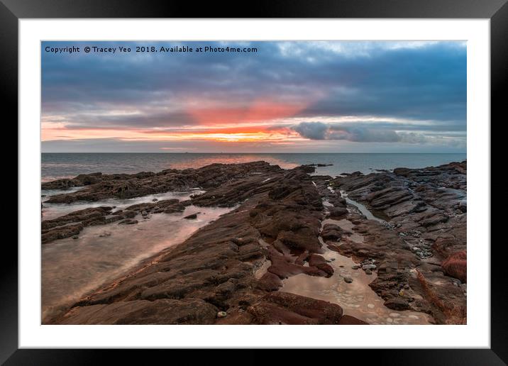 Shoalstone Sunrise. Framed Mounted Print by Tracey Yeo