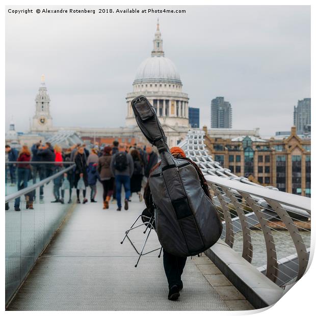 Street musician on Millennium Bridge, London Print by Alexandre Rotenberg