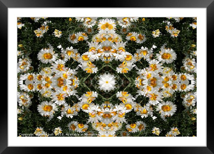 Kaleidoscope Daisies Pattern Framed Mounted Print by steve ball