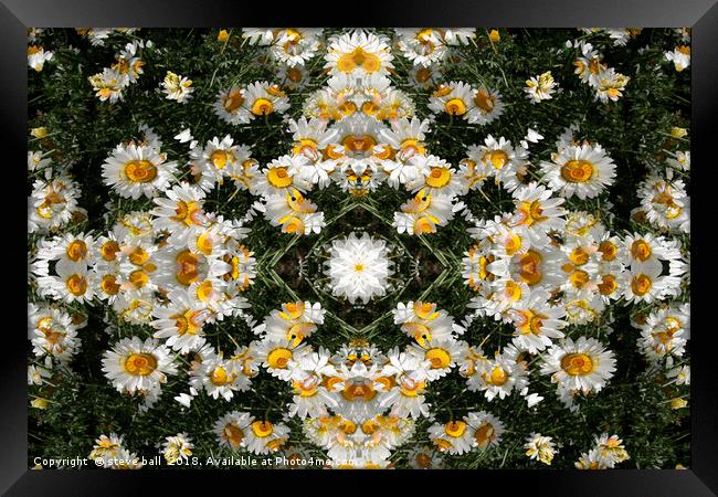 Kaleidoscope Daisies Pattern Framed Print by steve ball