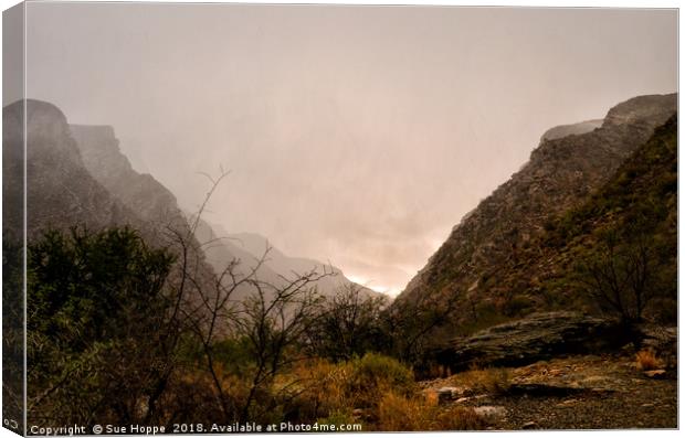 Hail storm over Gamkaskloof Mountains Canvas Print by Sue Hoppe
