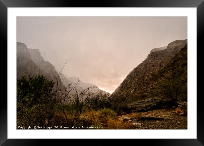 Hail storm over Gamkaskloof Mountains Framed Mounted Print by Sue Hoppe