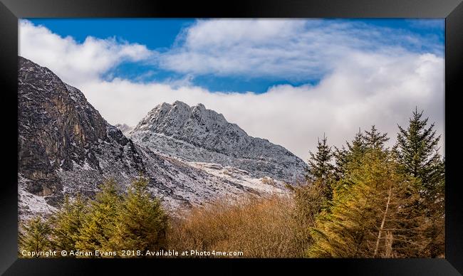 Tryfan Mountains East Face Framed Print by Adrian Evans