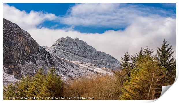 Tryfan Mountains East Face Print by Adrian Evans