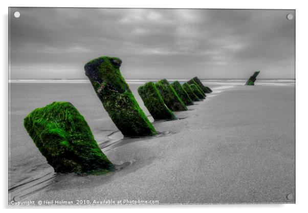 The Wreck of the Altmark on Kenfig Sands Acrylic by Neil Holman