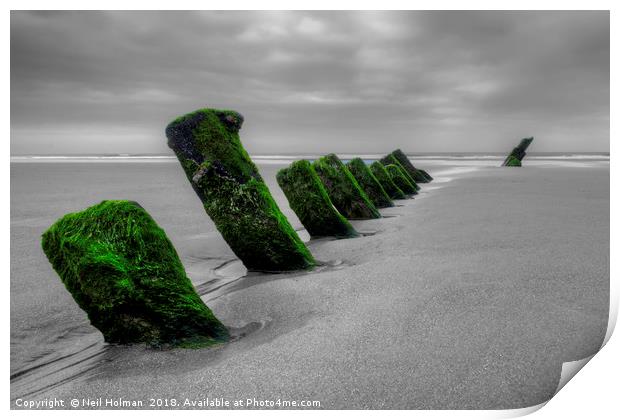 The Wreck of the Altmark on Kenfig Sands Print by Neil Holman