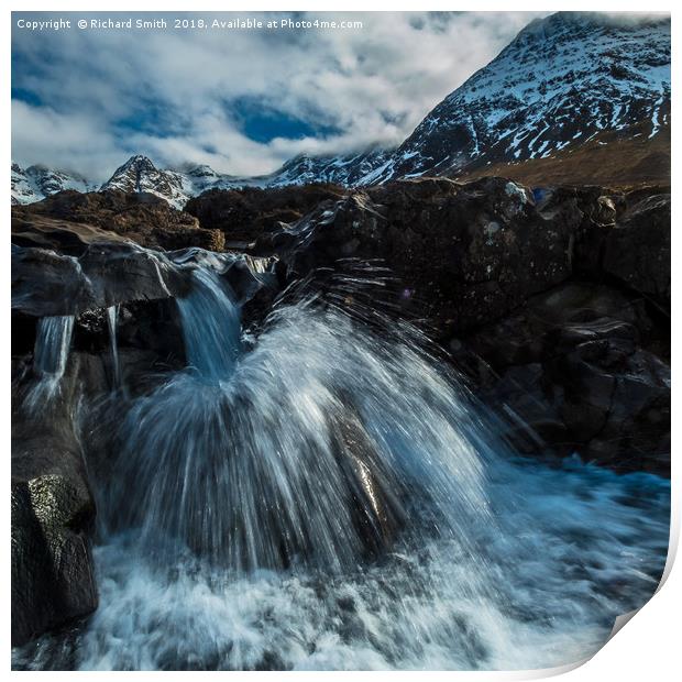 A special kind of waterfall in the Fairy Pools Print by Richard Smith