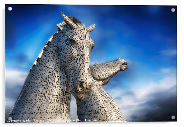 The Kelpies No.3 Acrylic by Phill Thornton