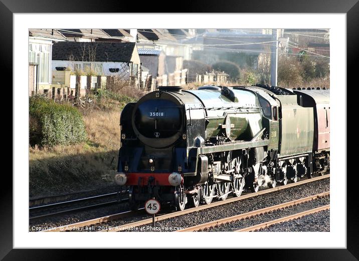 35018  British India Line at Hest Bank Framed Mounted Print by Andrew Bell