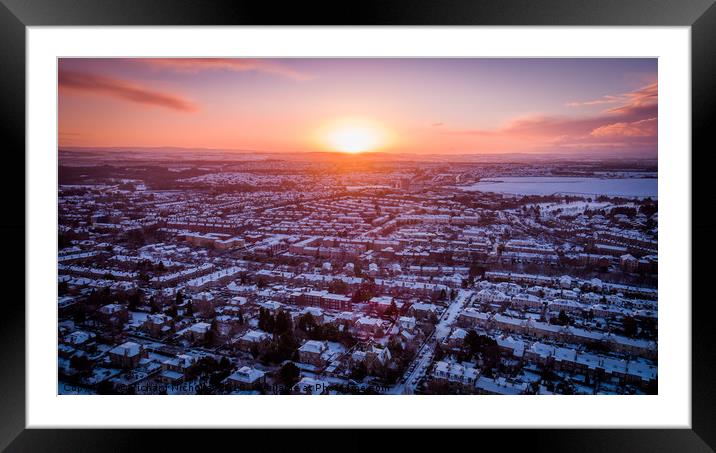 Sunrise over a snowy suburb Framed Mounted Print by Richard Nicholls