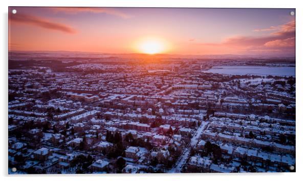 Sunrise over a snowy suburb Acrylic by Richard Nicholls