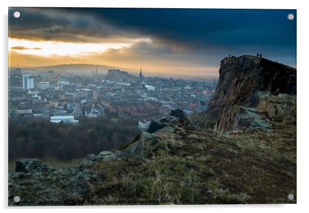 Sunset from Arthur's Seat Acrylic by Richard Nicholls