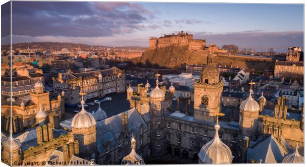 Edinburgh Castle Aerial Canvas Print by Richard Nicholls