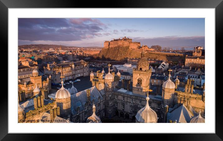 Edinburgh Castle Aerial Framed Mounted Print by Richard Nicholls
