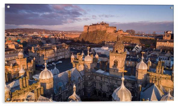 Edinburgh Castle Aerial Acrylic by Richard Nicholls