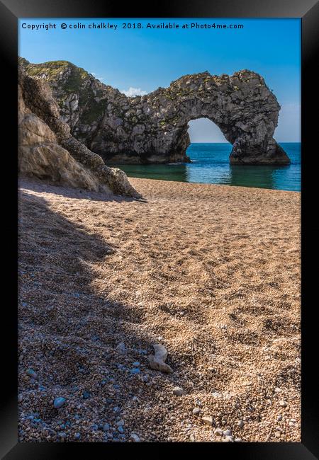 Durdle Dor on the Dorset Coast Framed Print by colin chalkley