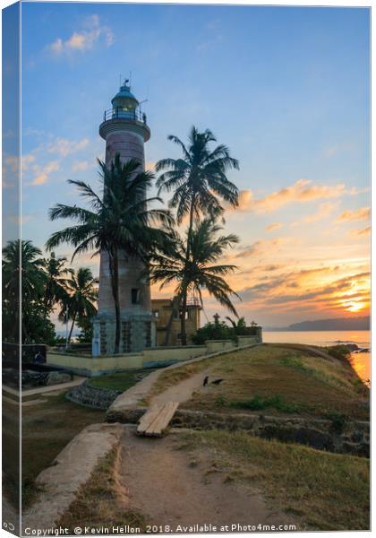 Sunrise Galle Fort lighthouse, Sri Lanka Canvas Print by Kevin Hellon