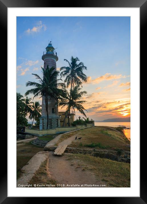 Sunrise Galle Fort lighthouse, Sri Lanka Framed Mounted Print by Kevin Hellon