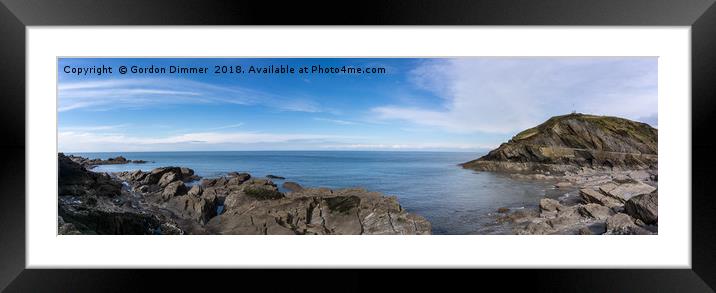 A Panoramic View of the Sea and Capstone Rock Framed Mounted Print by Gordon Dimmer