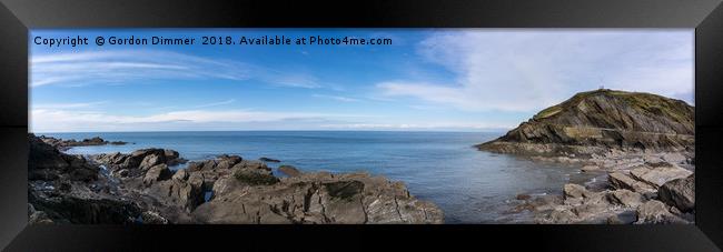 A Panoramic View of the Sea and Capstone Rock Framed Print by Gordon Dimmer