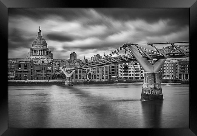 Millennium Bridge and St Paul's Cathedral, London Framed Print by Pam Sargeant