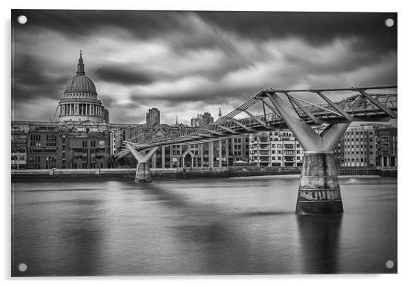 Millennium Bridge and St Paul's Cathedral, London Acrylic by Pam Sargeant