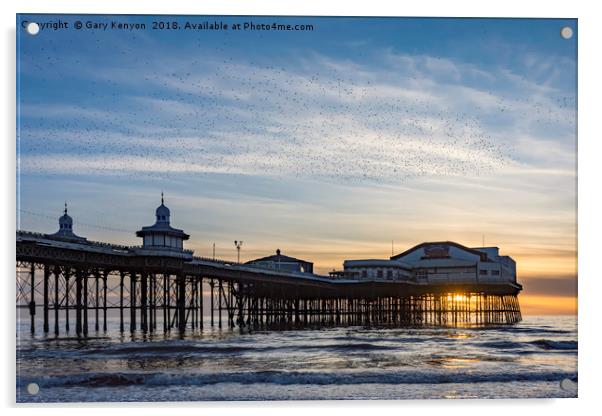 Starlings Over North Pier Acrylic by Gary Kenyon