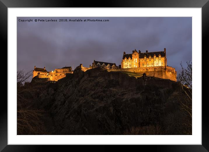 Edinburgh Castle at Night Framed Mounted Print by Pete Lawless