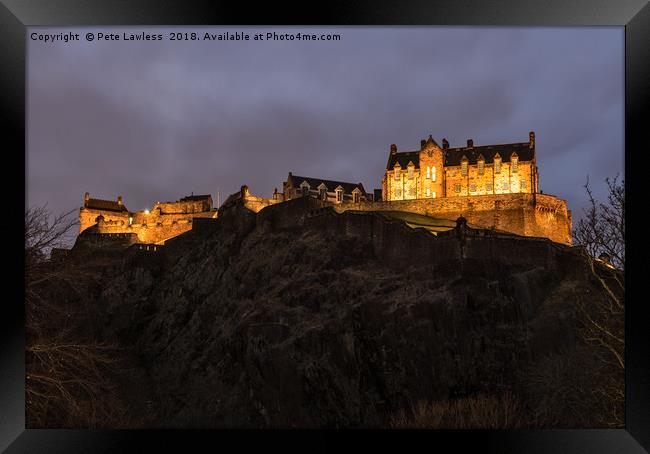 Edinburgh Castle at Night Framed Print by Pete Lawless