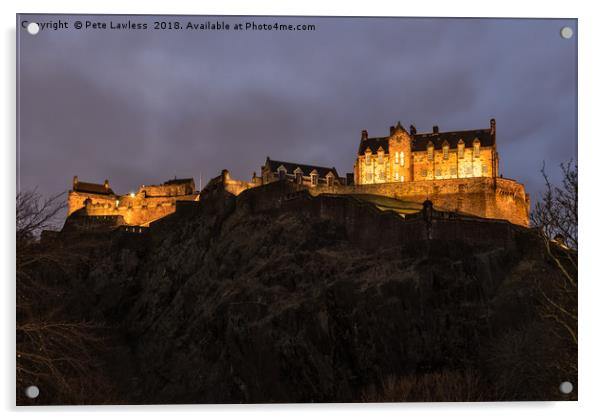 Edinburgh Castle at Night Acrylic by Pete Lawless