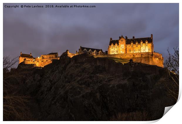 Edinburgh Castle at Night Print by Pete Lawless