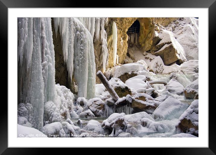 At the Bottom of the Frozen Creek Framed Mounted Print by Kasia Design
