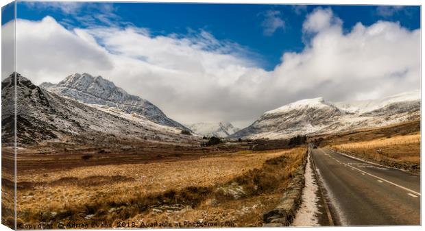 Mountain Highway Snowdonia Canvas Print by Adrian Evans