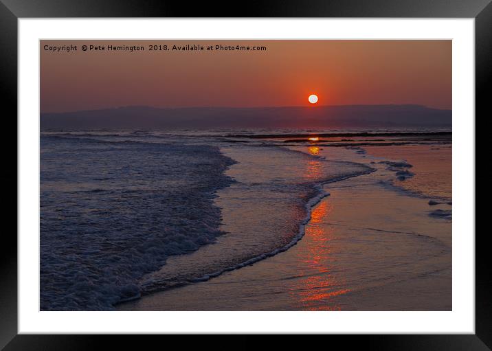 Sunset over Exmouth beach Framed Mounted Print by Pete Hemington