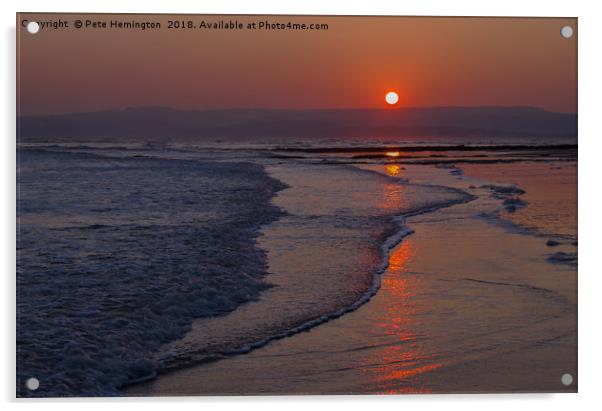 Sunset over Exmouth beach Acrylic by Pete Hemington