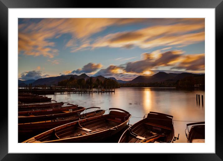 Moored Boats Derwent Water, Lake District. Framed Mounted Print by Maggie McCall
