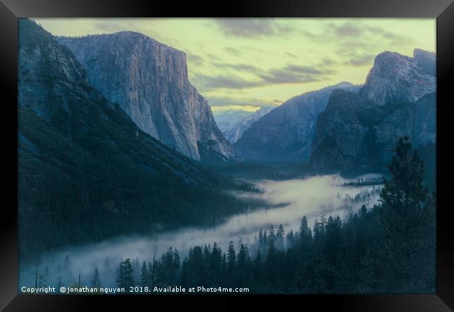 Yosemite Tunel View Framed Print by jonathan nguyen