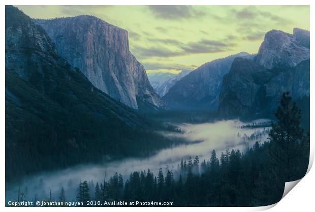 Yosemite Tunel View Print by jonathan nguyen